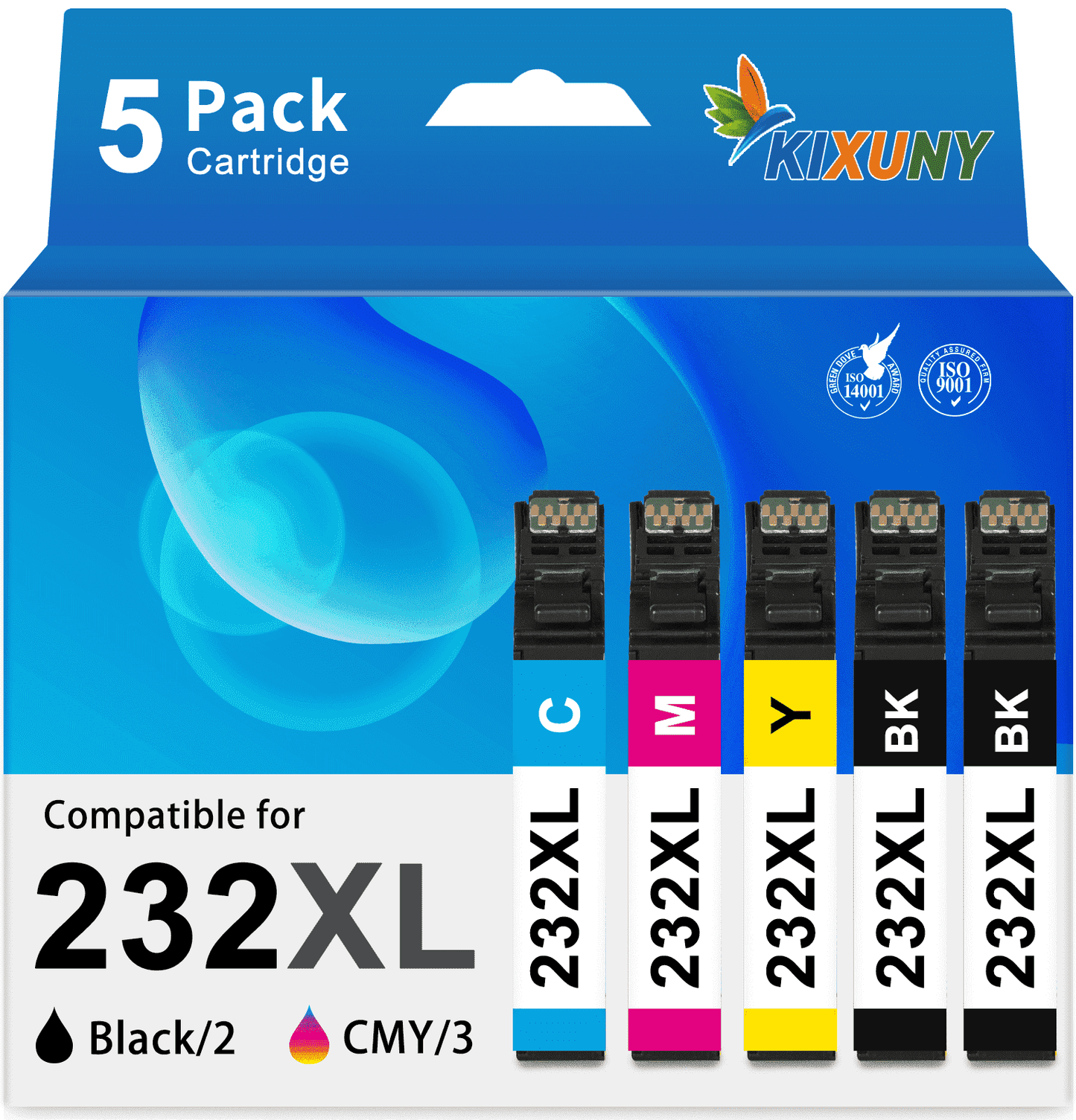 232XL Ink Cartridges for Epson 232 Ink Cartridges Combo Pack for XP-4205 Workforce WF-2950 Ink (2 Black Cyan Magenta Yellow, 5 Pack)