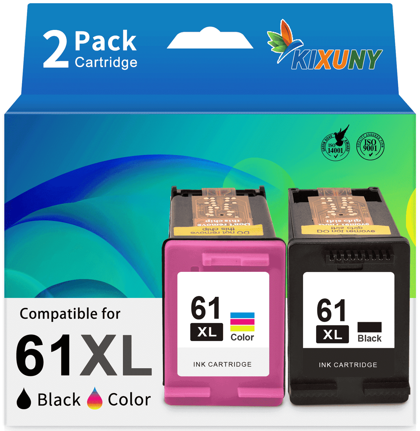 61XL Ink Cartridges Compatible for HP 61 Ink Cartridge Combo Pack for Printer Ink 61 for Envy 4500 4502 5530 (  Tri-color Black)