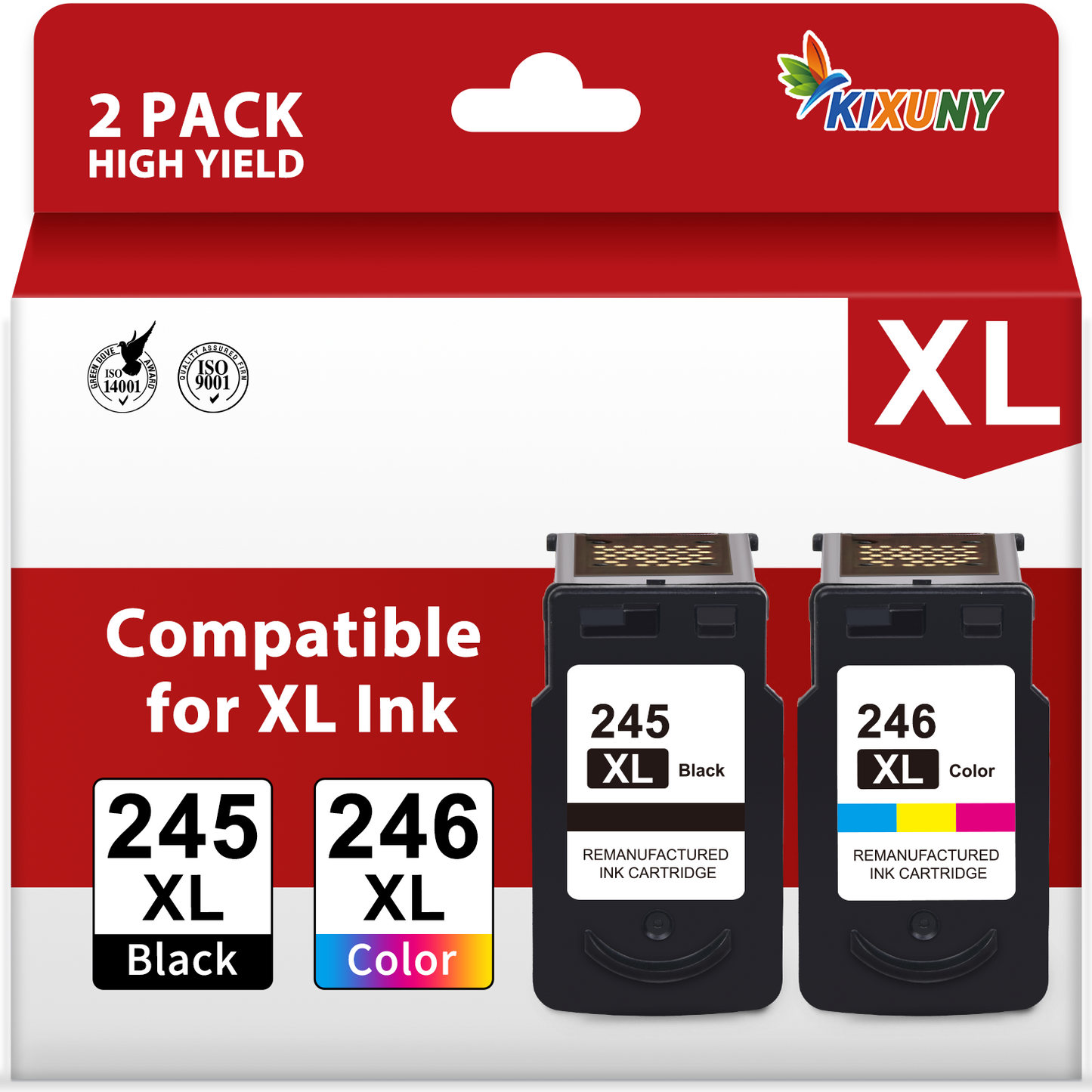 245XL 246XL Ink Cartridges Compatible for Canon Ink 245 and 246 XL for Pixma MG2522 MX490 TS3322 TS3122 TR4522 Printer (Black Tri-Color)