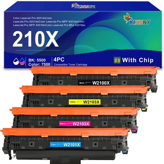 210X Toner Cartridges 4 Pack High Yield (with Chip) Compatible for HP 210X 210A for Color Laserjet Pro MFP 4301fdw 4301fdn Pro 4201dw 4201dn Series Printer