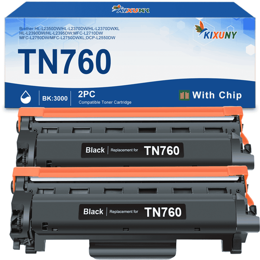 TN760 Toner Cartridge Replacement for Brother TN-760 TN760 TN730 TN-730 for Brother MFC-L2710DW HL-L2370DW HL-L2350DW DCP-L2550DW Printer (2 Black)