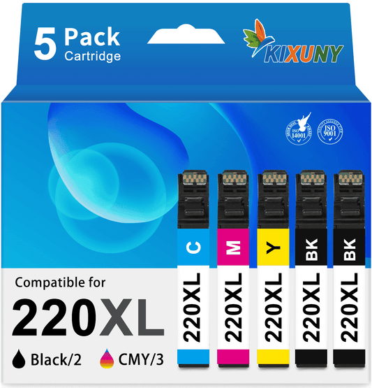 220XL Ink for Epson 220 Ink Cartridge for Printers Workforce WF-2760 (2 Black,Cyan,Magenta,Yellow, Multi Pack)