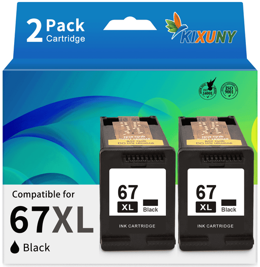 67XL Black Ink Cartridge Compatible for HP 67 Black Ink Cartridge (2-Pack, Black)