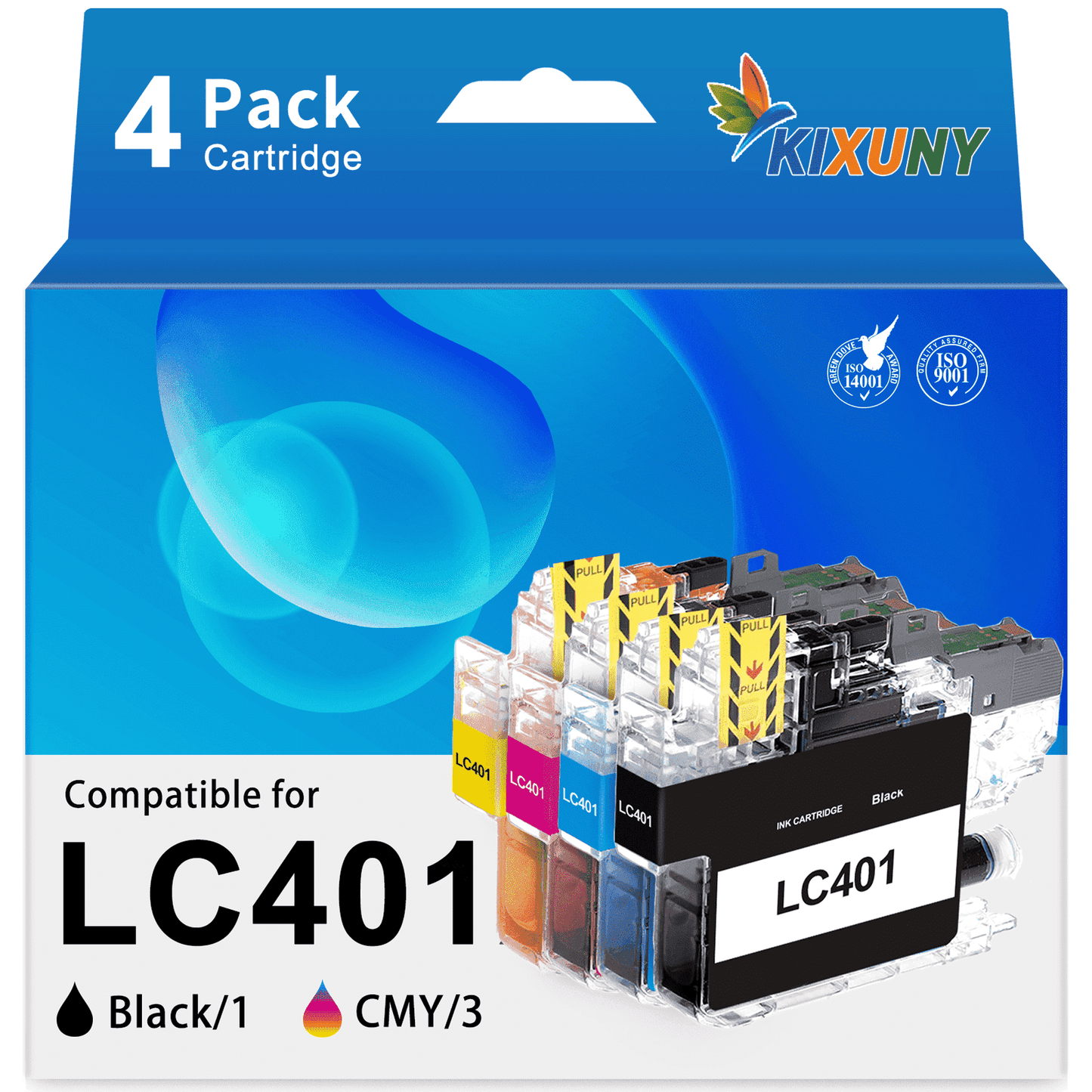 401 Ink Cartridges for Brother LC401 LC401XL Ink (4 Pack,Black Cyan Magenta Yellow)