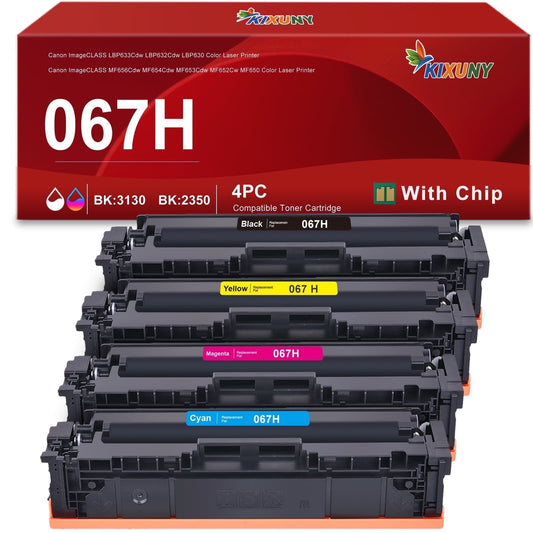 067H Toner Cartridge for Canon 067 067H CRG-067 Toner Cartridge 4 Pack for Canon ImageCLASS MF656Cdw MF654Cdw MF653Cdw LBP633Cdw LBP632Cdw High Yield Printer Toner (4-Pack,Black Cyan Magenta Yellow)