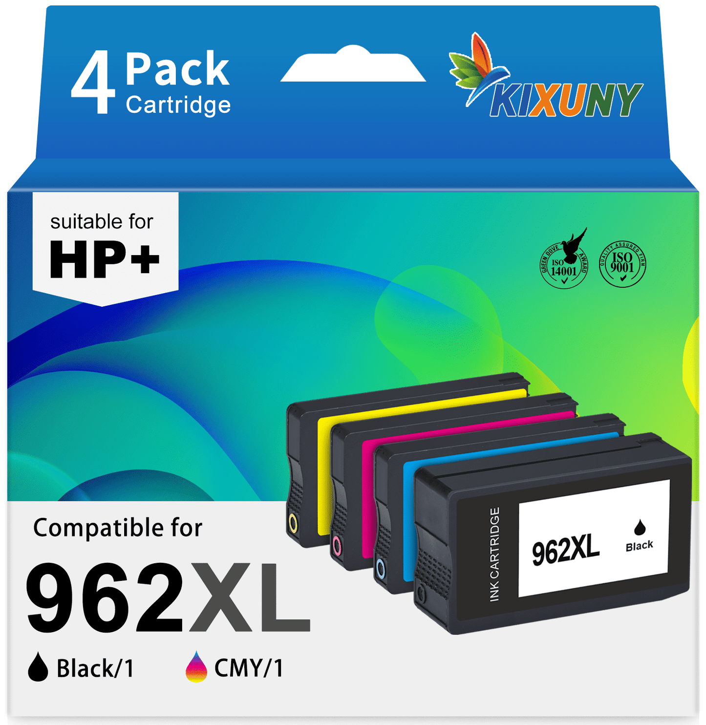 962XL Ink Cartridges Compatible for HP 962 Ink Cartridges HP 962 XL Combo Pack (Black Cyan Magenta Yellow, 4 Pack)