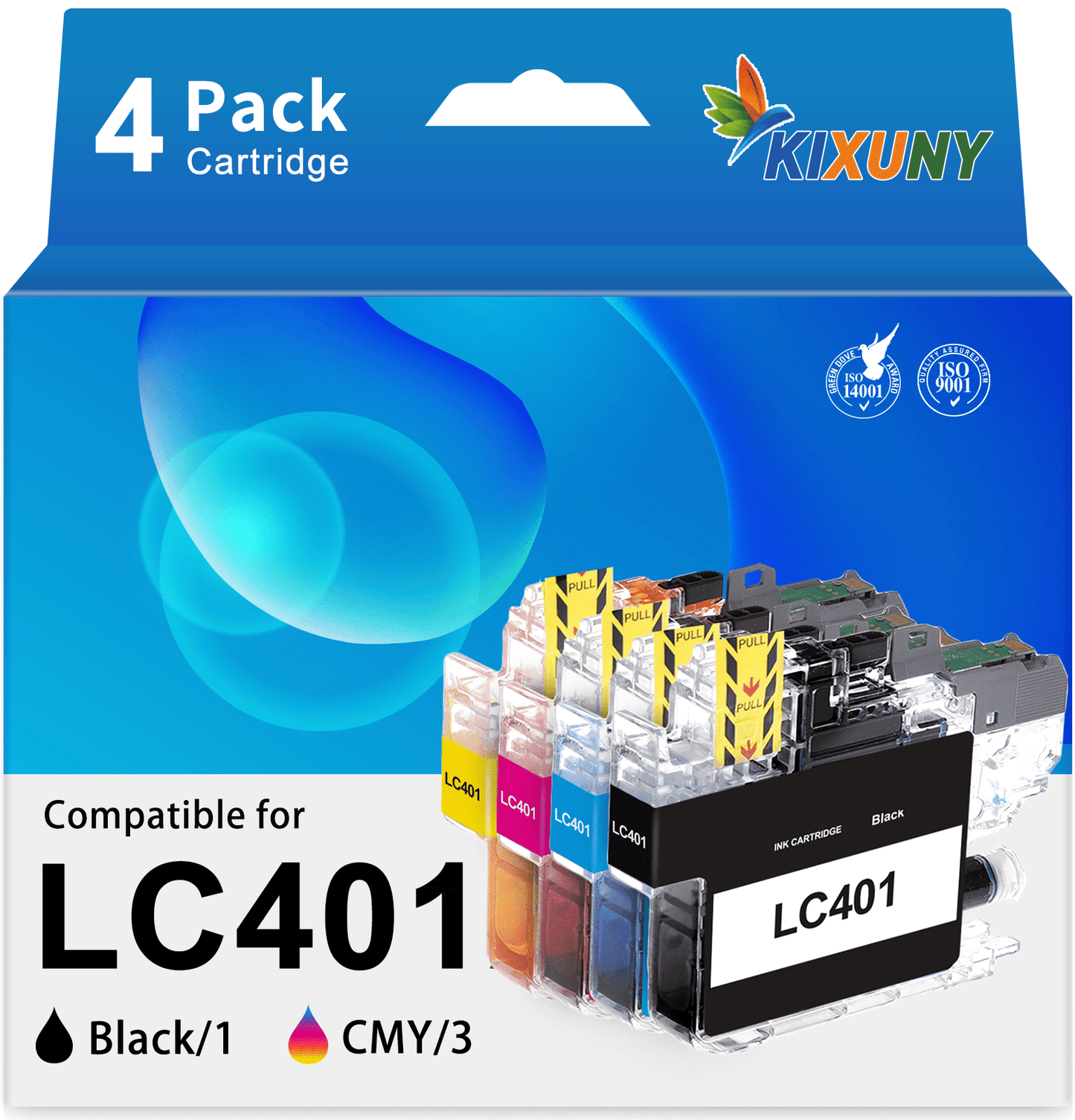 LC401 Ink Cartridges for Brother LC401 LC401XL Ink 4 Pack (Black Cyan Magenta Yellow)