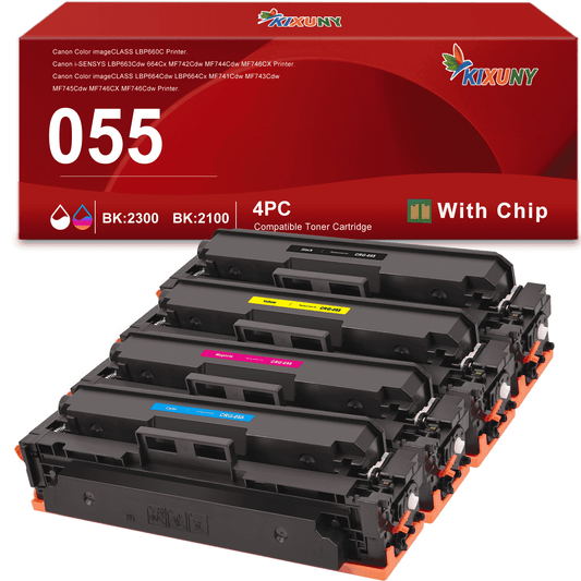 055 055H Toner Cartridge Replacement Compatible for Canon Cartridge 055 055H Color ImageCLASS MF743Cdw MF741Cdw MF745Cdw MF746Cdw LBP664Cdw Laser Printer(Black Cyan Magenta Yellow 4-Pack)