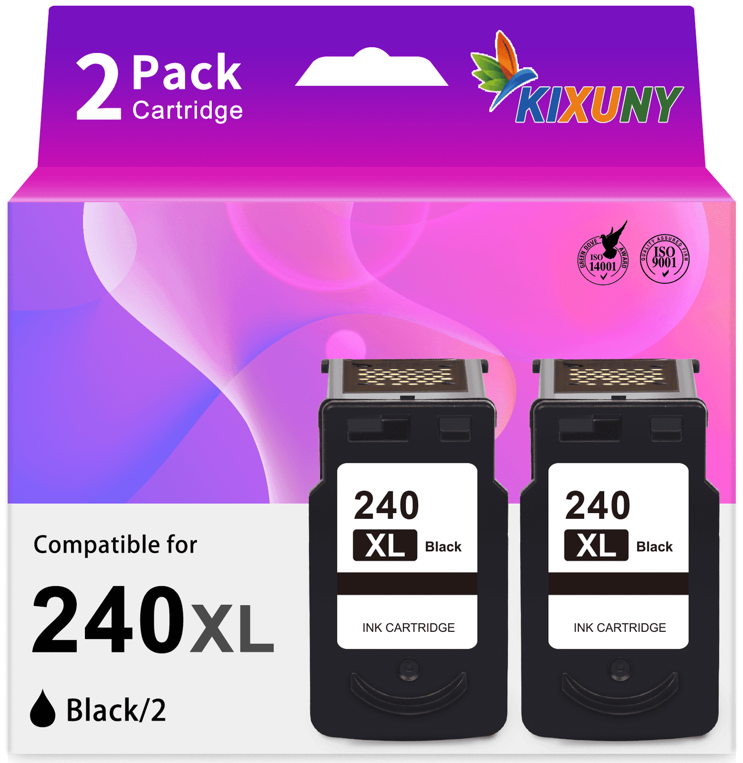 240XL Ink for Canon Ink 240 XL 240XL Black Ink Cartridge for Canon PIXMA MG3620 TS5120 MG2120 MG3520 MX452 MX512 MX532 MX472 Printer (2Black)