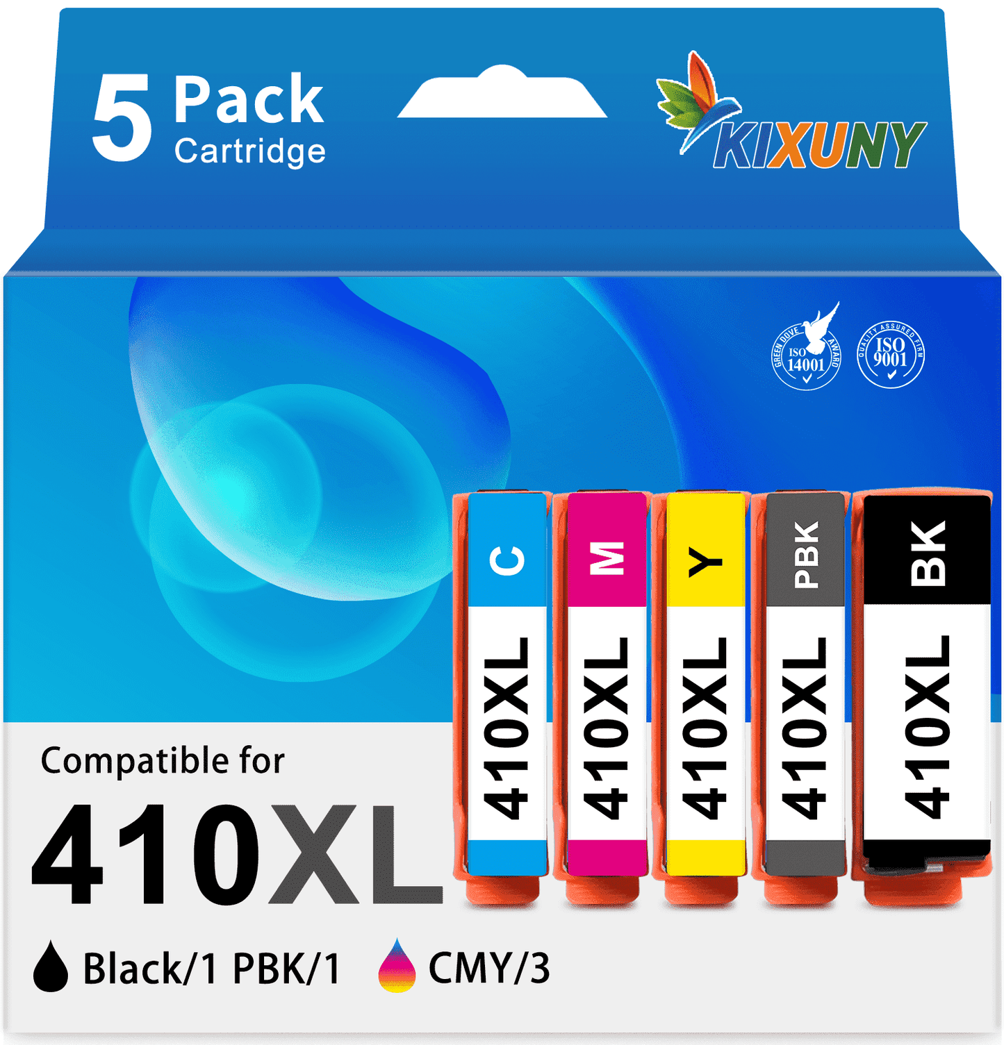 410XL Ink Cartridges for Epson 410 Ink Cartridges (Black/Photo Black/Cyan/Magenta/Yellow, 5 Pack)