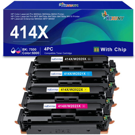 414X Toner Cartridges 4 Pack (with Chip) Compatible for HP 414X 414A for Color Laserjet Pro MFP M479fdw M479fdn M479dw Pro M454dw M454dn M479 M454 Printer Ink W2020X W2020A