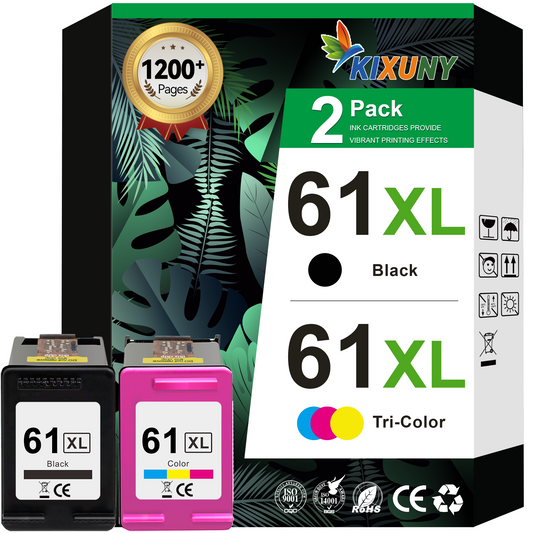 61 Ink Compatible for HP 61 Ink Cartridge Combo Pack for Printer Ink 61 61XL for Envy 4500 4502 5530 Printer (Black, Color)
